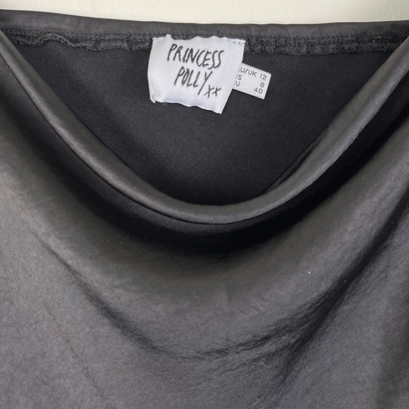 Princess Polly Star Power Mini Dress, Size 8, Black, Long Sleeves, Satin LBD - Picture 4 of 14